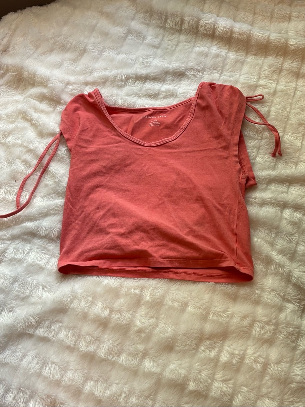 American Eagle Outfitters Coral Tie-Shoulder Crop Top